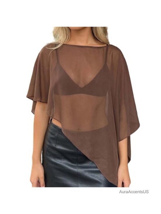Other - Women's Sheer Chiffon Poncho Asymmetrical Cover Up Beach Vacation